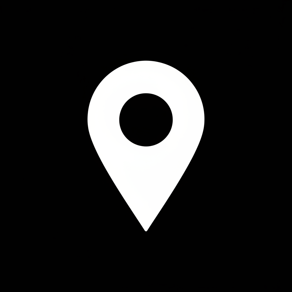 A location icon, black background and white icon